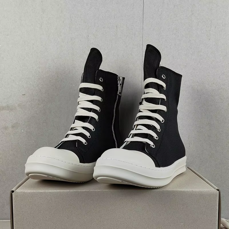 YETTIES Baskets montantes en toile unisexes | Chaussures d'été zippées à semelle épaisse | Plimsolls décontractés à