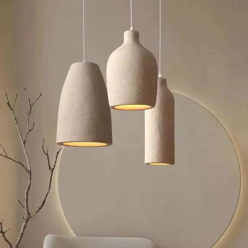 Wabi-sabi Style japonais Restaurant jaune travertin lustre Bar moderne chambre lampe de chevet minimaliste décoration de la maison LED