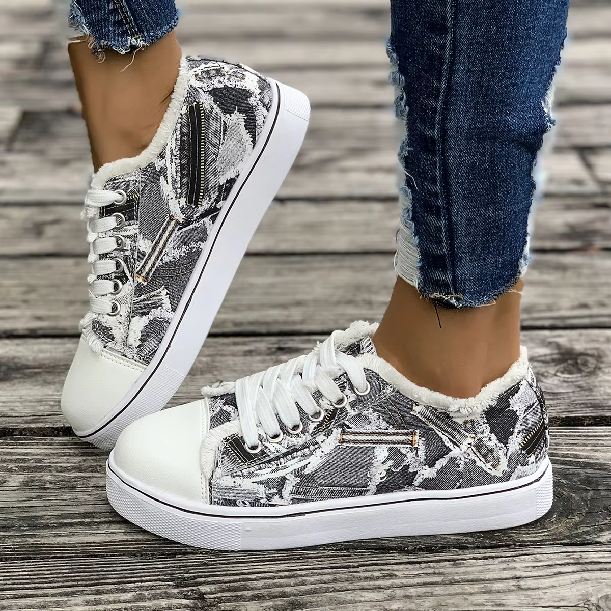 Femmes baskets nouveau confortable Denim toile pour chaussures