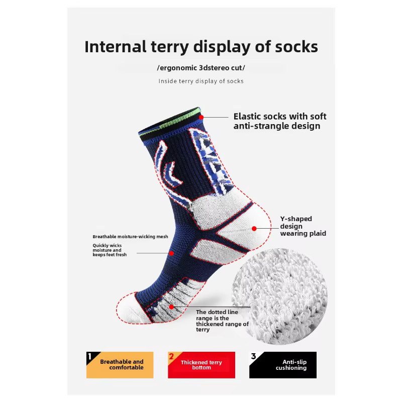 Chaussettes de basket-ball montantes évacuant l'humidité