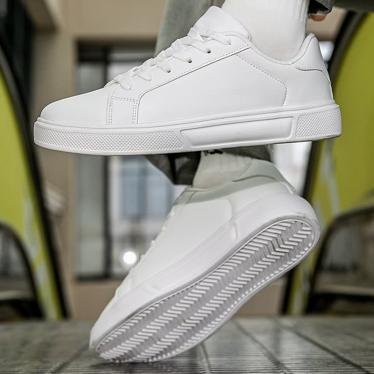 PU cuir hommes chaussures baskets tendance