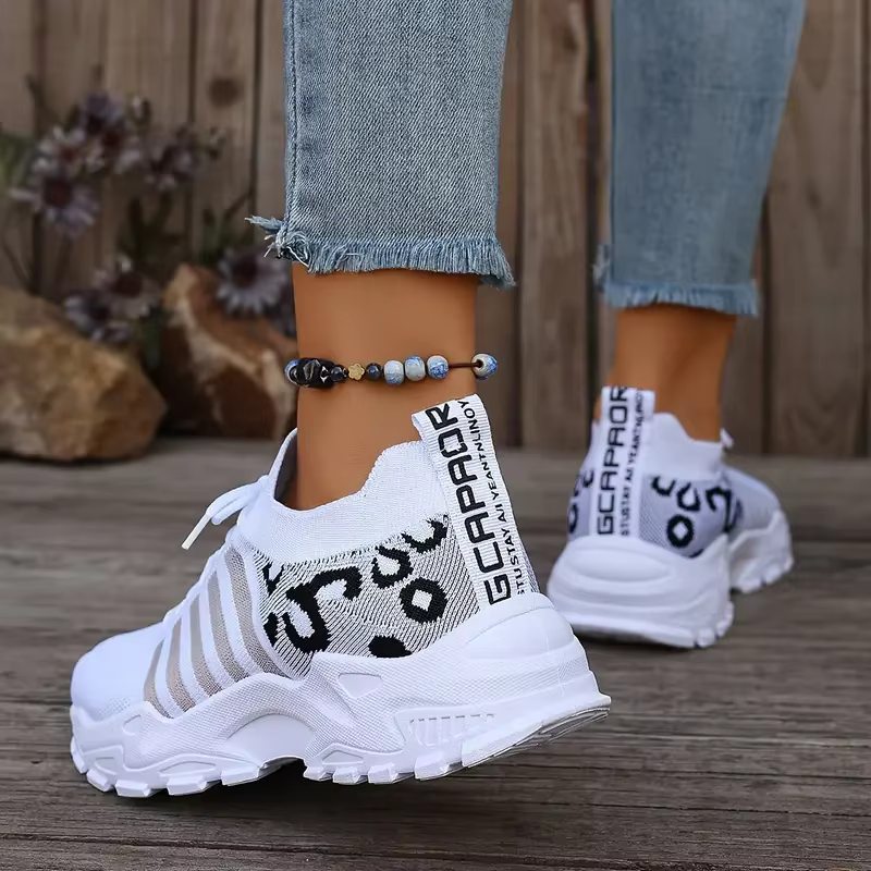Chaussures femme baskets imprimé léopard