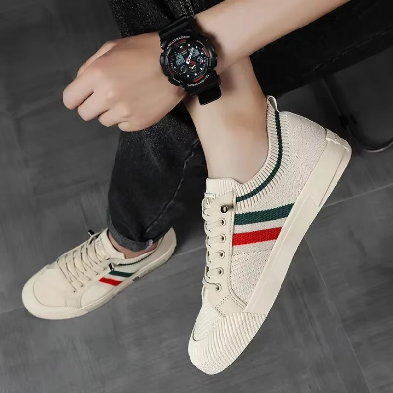 Baskets de mode pour hommes maille légère respirant mocassins de marche en plein air chaussures plates pour homme