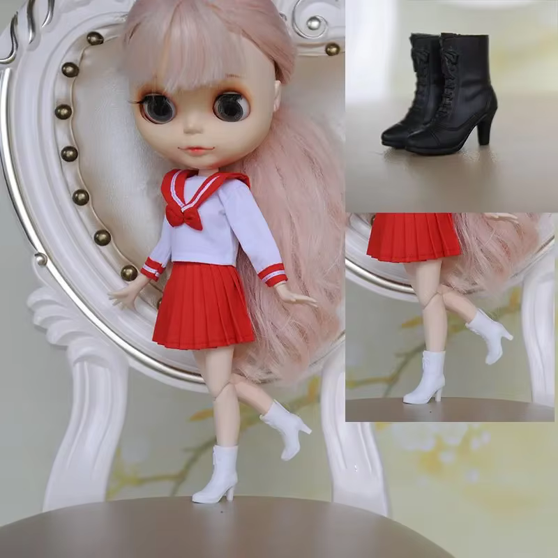 Chaussures de poupée à la mode pour Barbie, bottines à talons hauts pour poupée Blythe, accessoires de maison de poupée, jouet pour enfants, 1/6 BJD