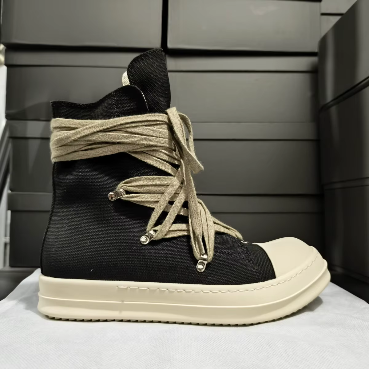 Hommes chaussures hautes décontracté toile plate-forme luxe formateurs à lacets femmes baskets Zip haute rue concepteur automne bottes