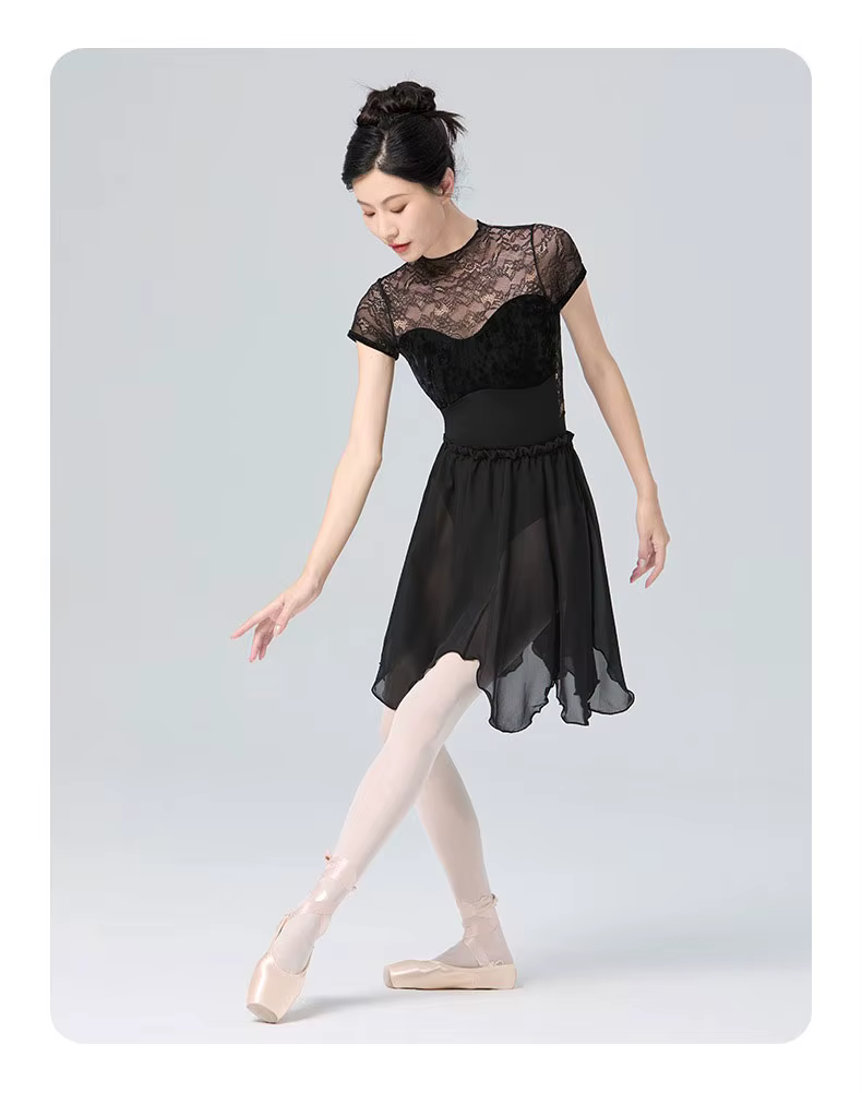 Jupe de danse de ballet pour femmes, adultes, adolescentes, jupe en mousseline de soie blanche et noire en forme de pétale, jupe de danse lyrique, jupe de pratique de danse pour ballerines