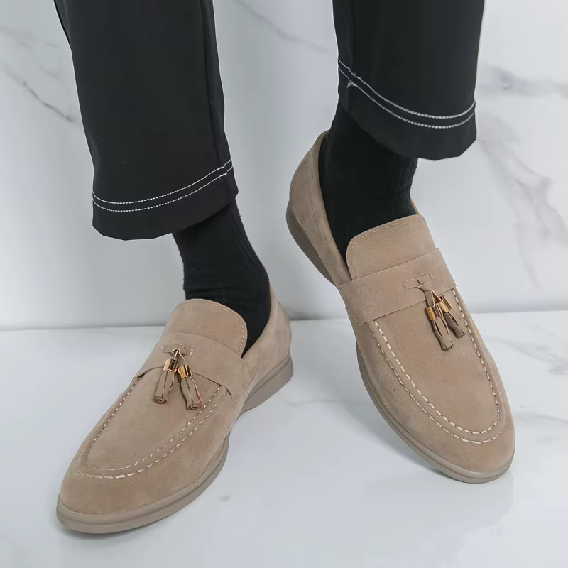 Designer hommes mocassin glands sans lacet mocassins chaussures en cuir suédé