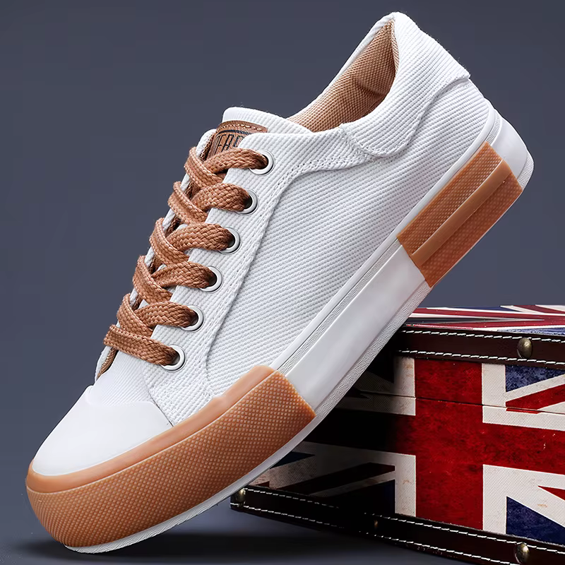 Hommes toile chaussures décontracté à lacets baskets mode d'été respirant vulcaniser