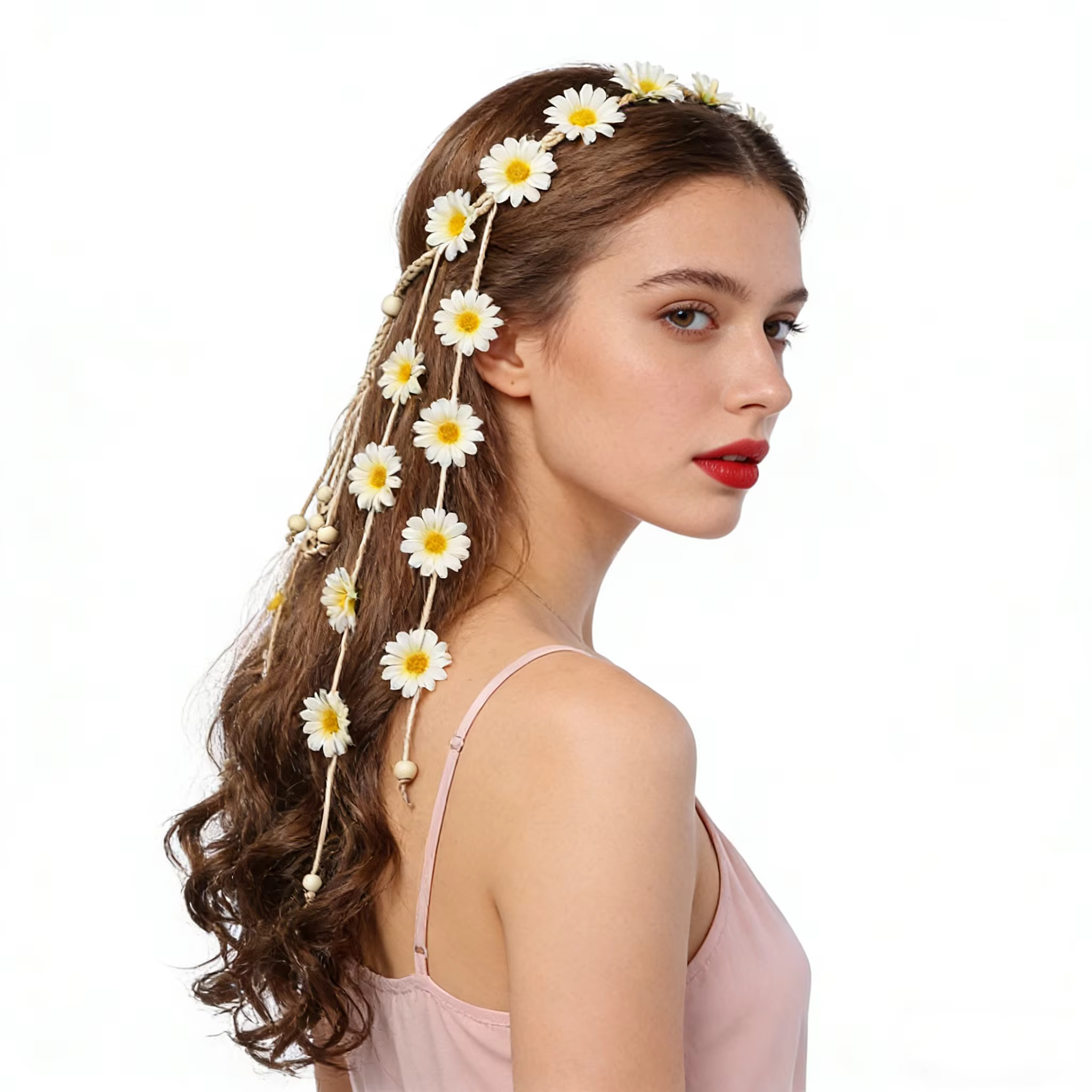 Fleur Hippie bandeau couronne florale Behemain tournesols perles ajuster fleur coiffure cheveux accessoires