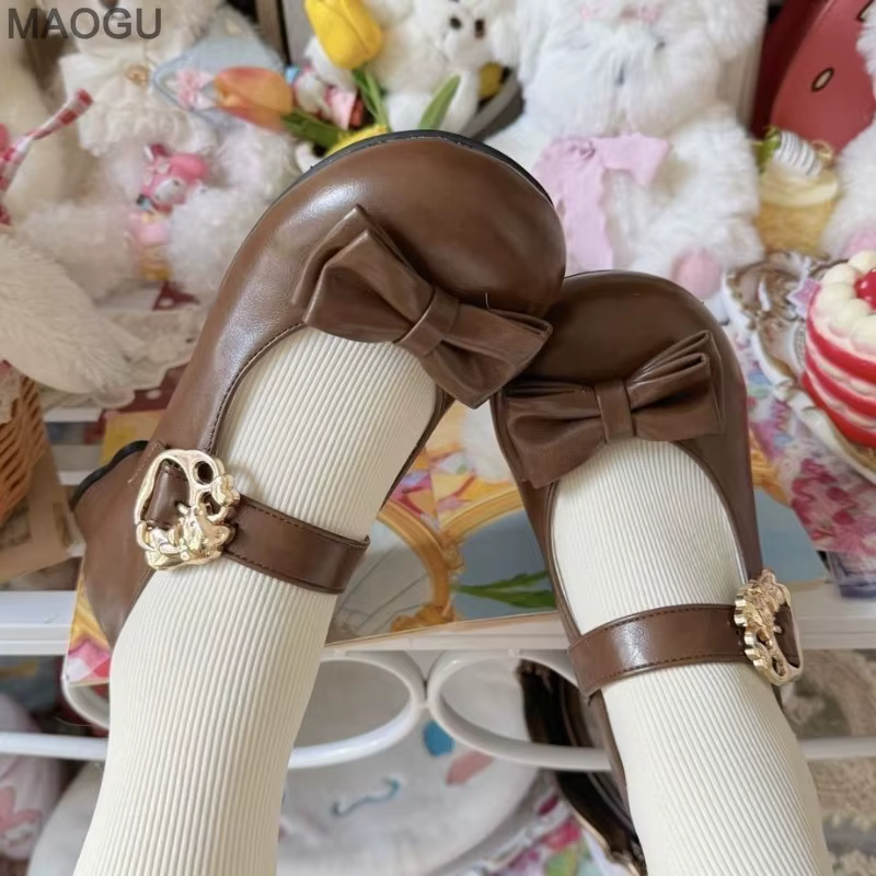 Chaussures Lolita pour femmes bout rond nœud Mary Janes mignon doux dames printemps été escarpins à talons bas Zapatos De Mujer taille 35-40