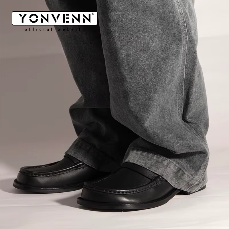 Printemps nouvelles chaussures de haricots pour hommes mocassins à semelles souples en daim de vache marron travail