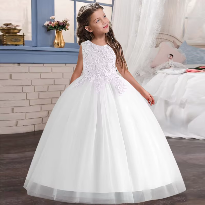 Robe de mariée longue pour filles, nouveau style, fleur, demoiselle d'honneur, banquet, segments, spectacle, remise des diplômes, boutique, fête