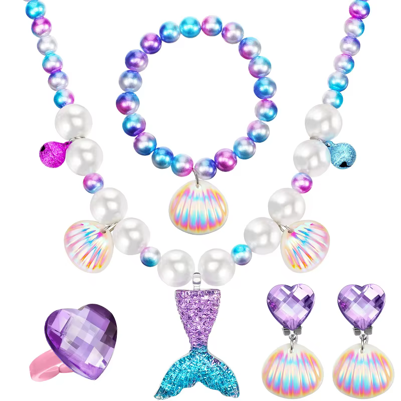 Ensemble de colliers et boucles d'oreilles en forme de sirène, cadeaux d'anniversaire pour filles, cadeaux de mariage, coquille, fournitures de bijoux de fête