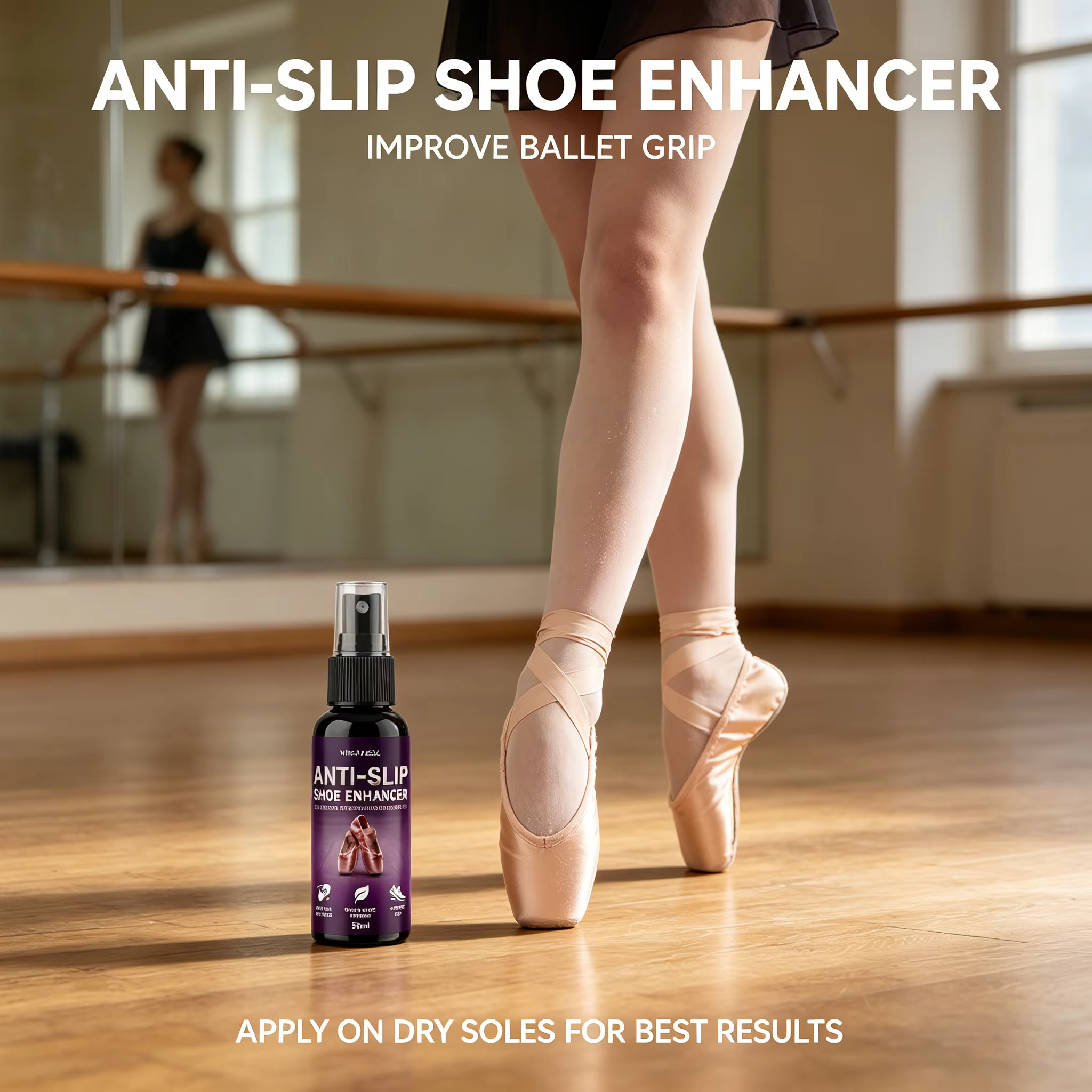Spray pour chaussures de danse - Améliorateur d'adhérence et antidérapant pour pointes et rubans - Traction instantanée pour le ballet - Portable 30/50ml
