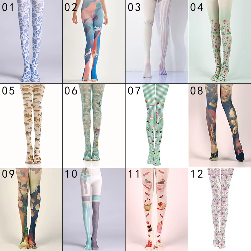 Collants de tatouage à imprimé floral de style japonais pour femmes, bas en velours, collants de boîte de nuit, collants Sweet Lolita, Y2k