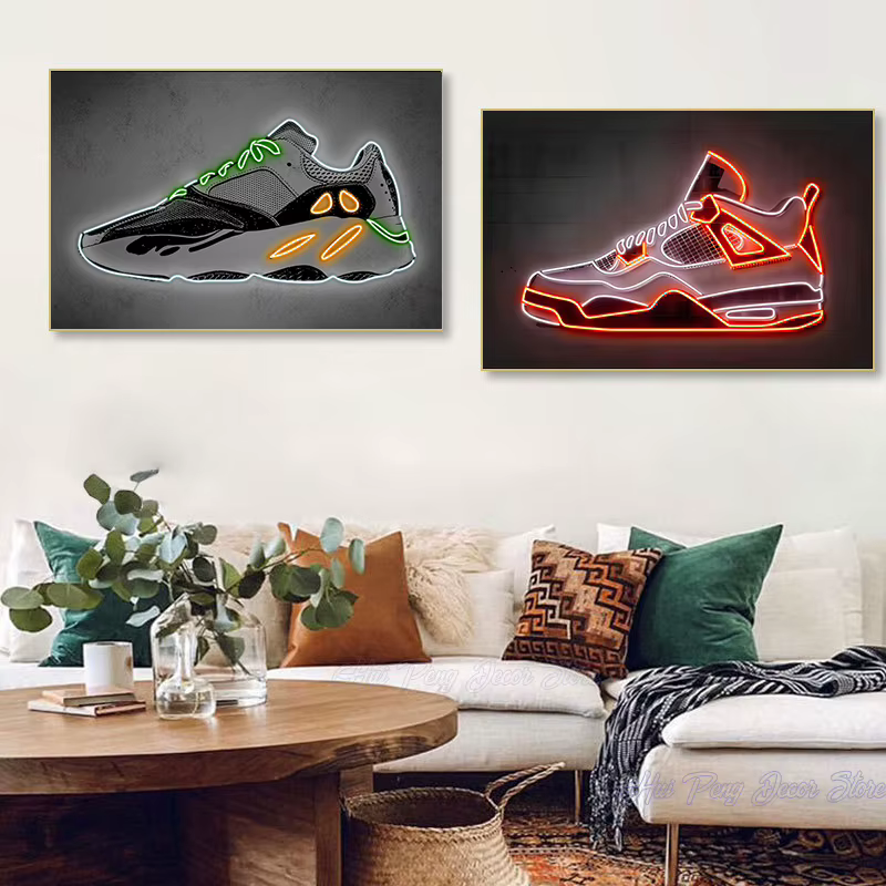 Chaussures de baskets d'art néon