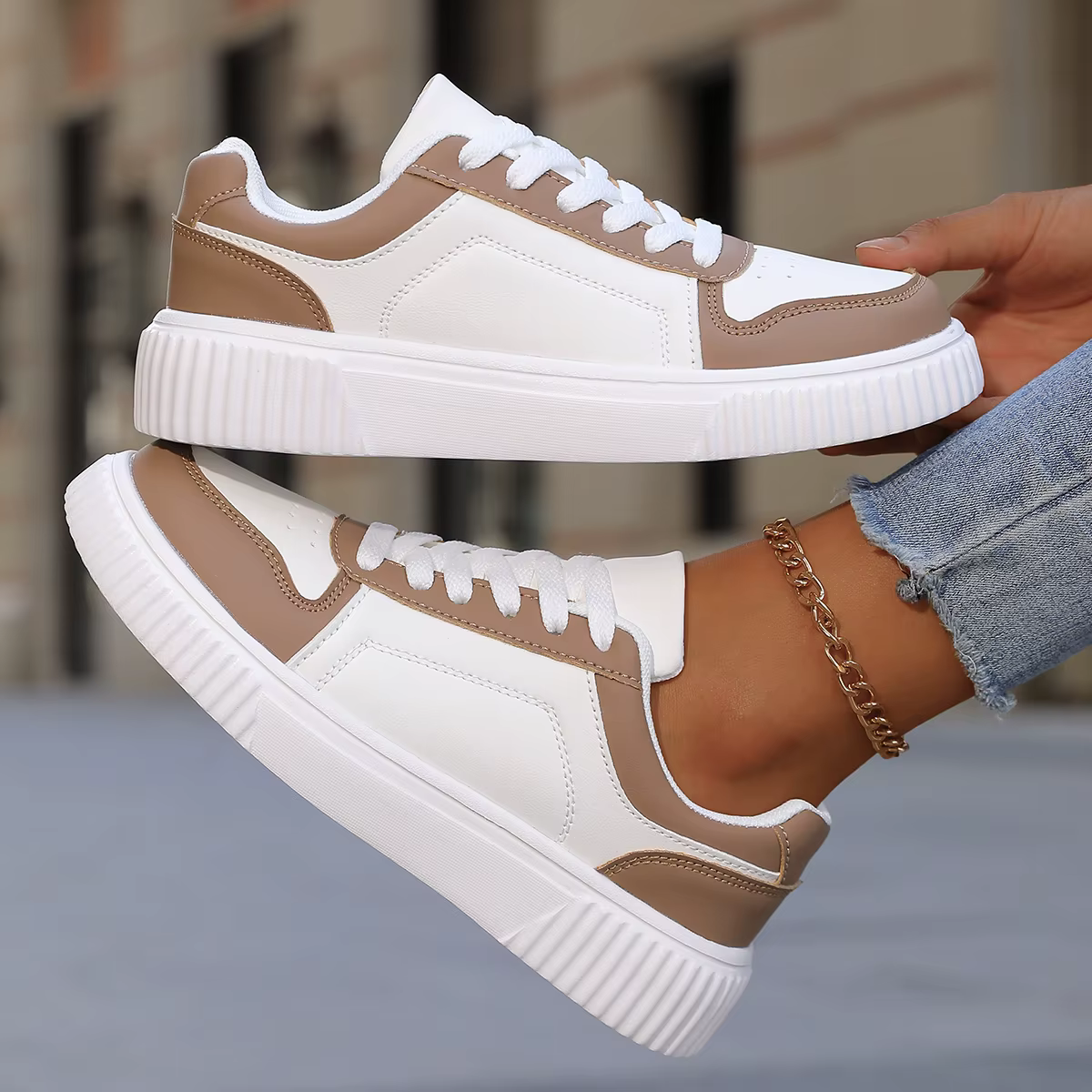 YRZL femmes baskets automne blanc chaussures léger semelle épaisse antidérapant Skatebaord