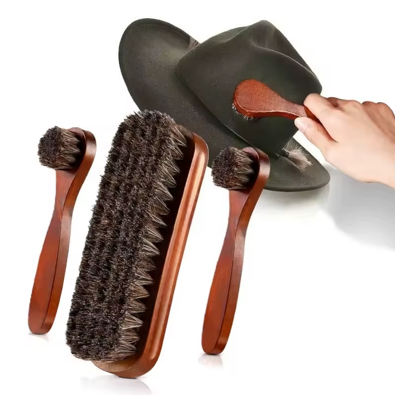 Ensemble de brosses à chaussures en crin de cheval, brosse de nettoyage et de polissage pour bottes en cuir et chaussures en daim, accessoire de nettoyage doux pour voiture, 3 pièces