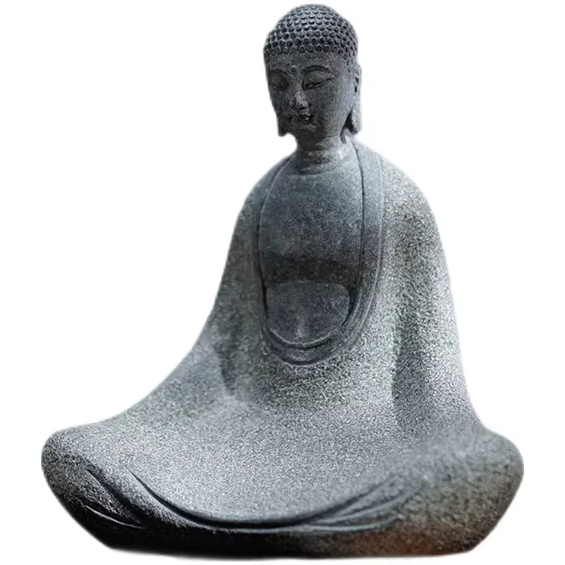Décoration de statue de bouddha en pierre bleue, décoration de maison de style chinois, décoration de porche de bureau