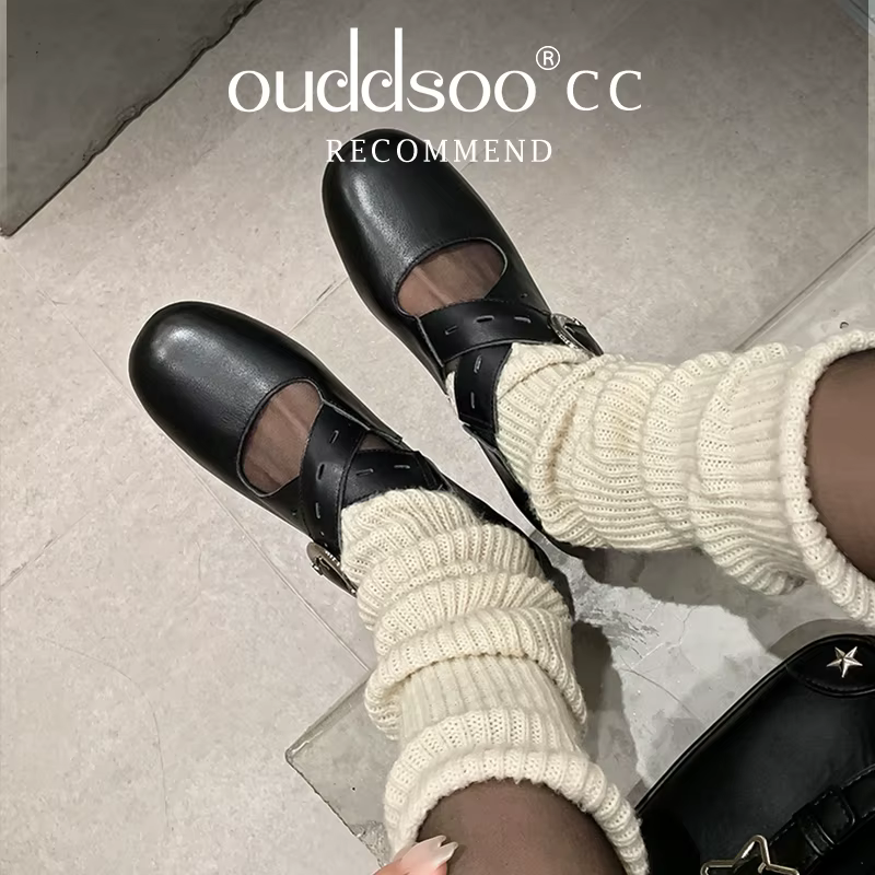 Ods femmes chaussures plates bout rond luxe peu profond baskets mode boucle sangle mocassins