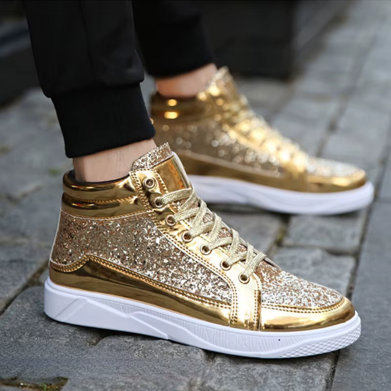 Offre spéciale homme baskets hautes luxe paillettes hommes bottines mode chaussures décontractées antidérapantes haute