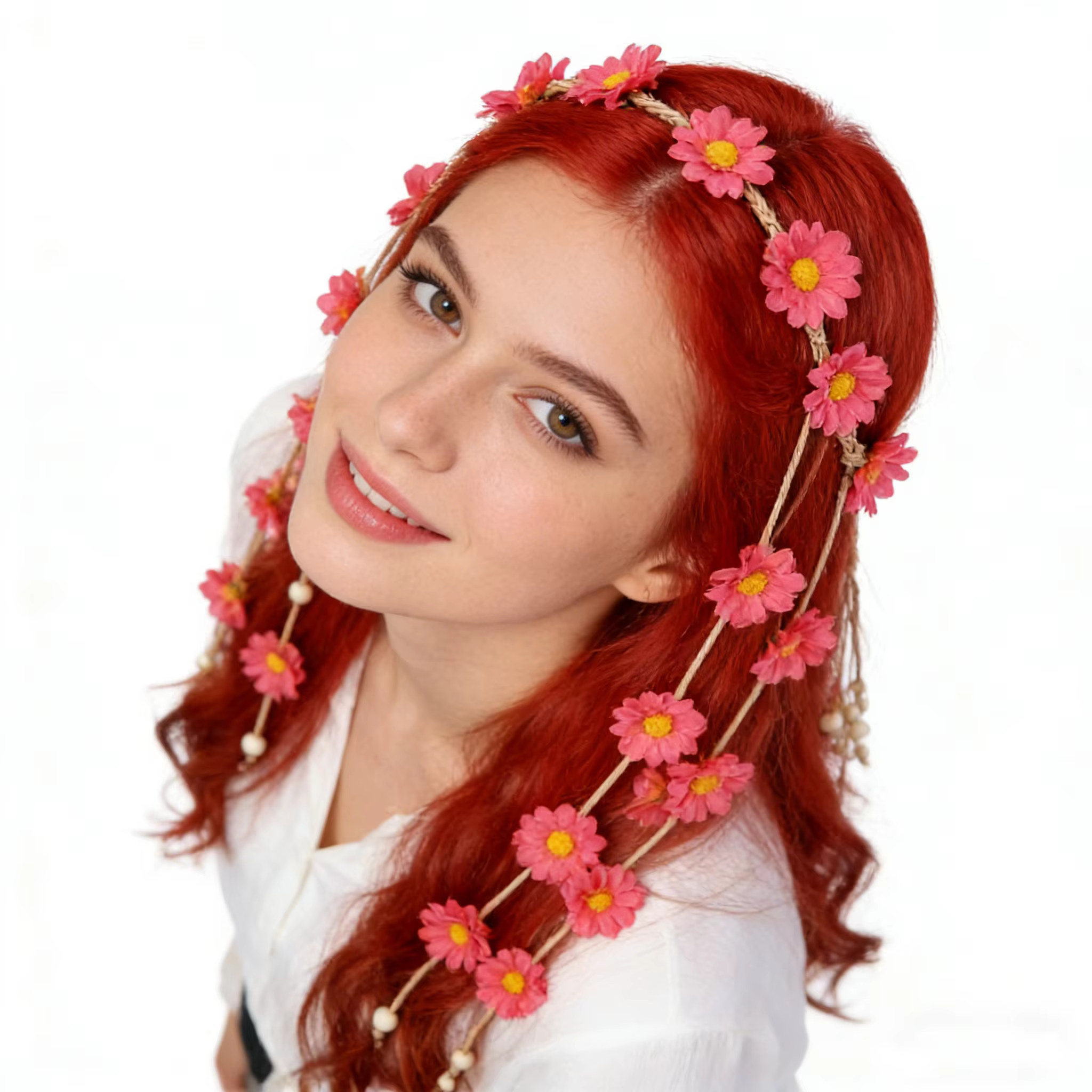 Fleur Hippie bandeau couronne florale Behemain tournesols perles ajuster fleur coiffure cheveux accessoires