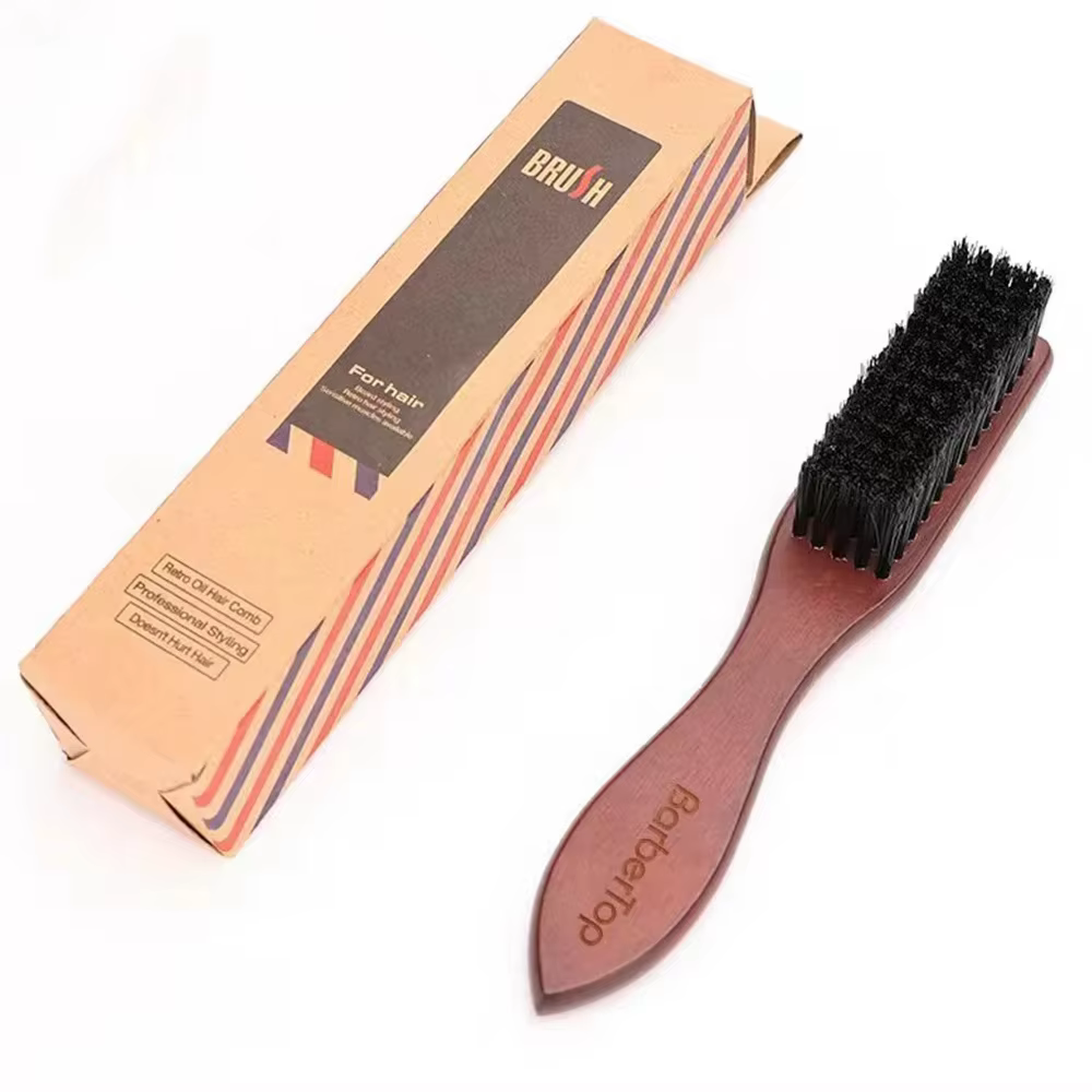 Coiffure manche en bois brosse de nettoyage en poils de sanglier brosse de nettoyage de barbe douce hommes barbier barbe rasage outils de coiffure