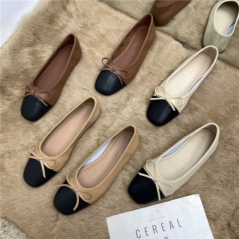 Grande taille 44 45 46 47 48 chaussures plates femmes printemps automne arc nouveau bout carré peu profond dames