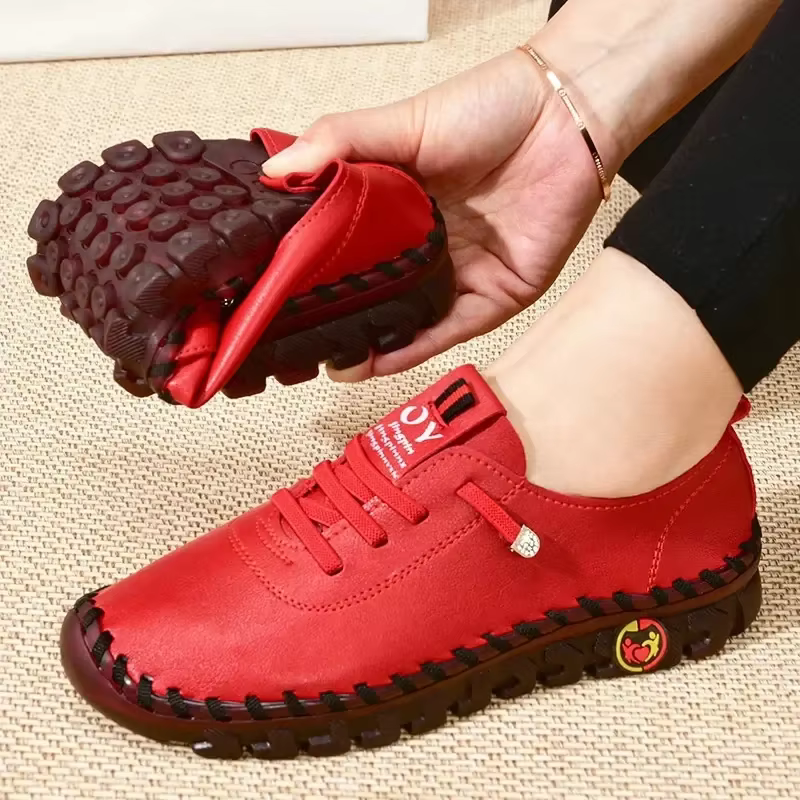 Baskets pour femmes en cuir décontracté vulcanisé femme chaussure doux confortable plat mocassins chaussures sans lacet
