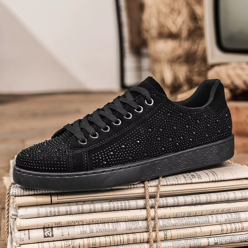 2025 nouveaux hommes diamant Flash baskets confortable respirant semelle plate voyage étudiant décontracté mat noir chaussures à la mode Tenis