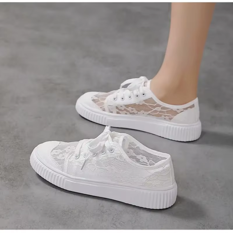 Chaussures de sport décontractées en dentelle pour femme