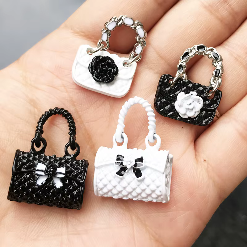 Sac à Main Miniature Noir et Blanc pour Décor de Maison de Course, Jouet Mignon, 1:12, Cadeau pour Enfant
