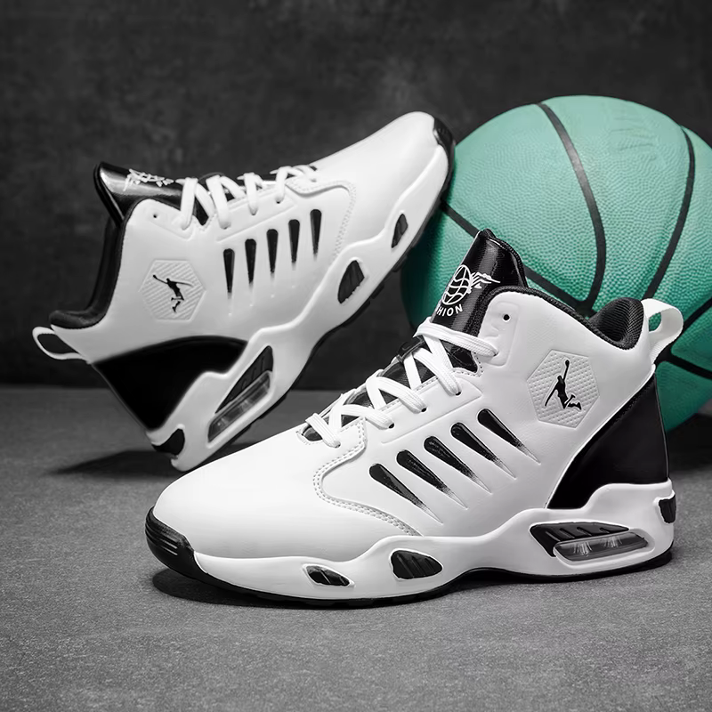 Chaussures de basket-ball montantes pour hommes avec design en maille respirante pour un confort maximal