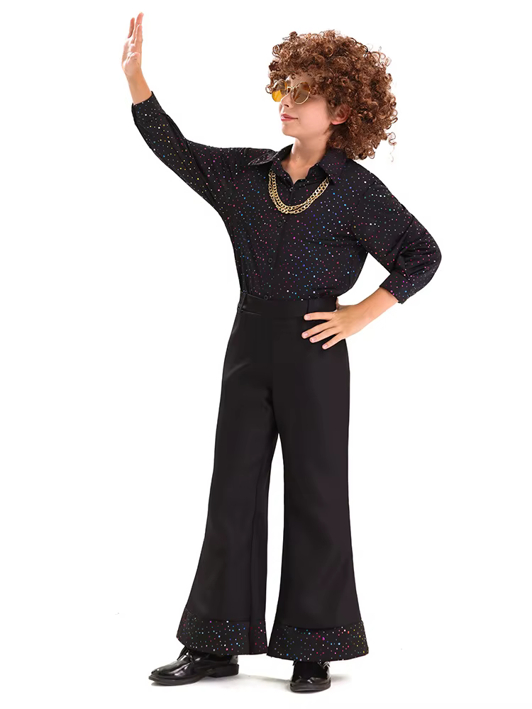 Tenue Hippie des années 70, style tribal bohème, tenue rétro disco, pantalon évasé imprimé coloré, ensemble de vêtements pour fête, festival, danse, cosplay