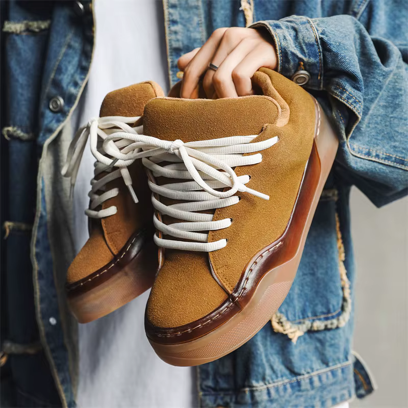 Chaussures de skateboard en cuir suédé pour hommes
