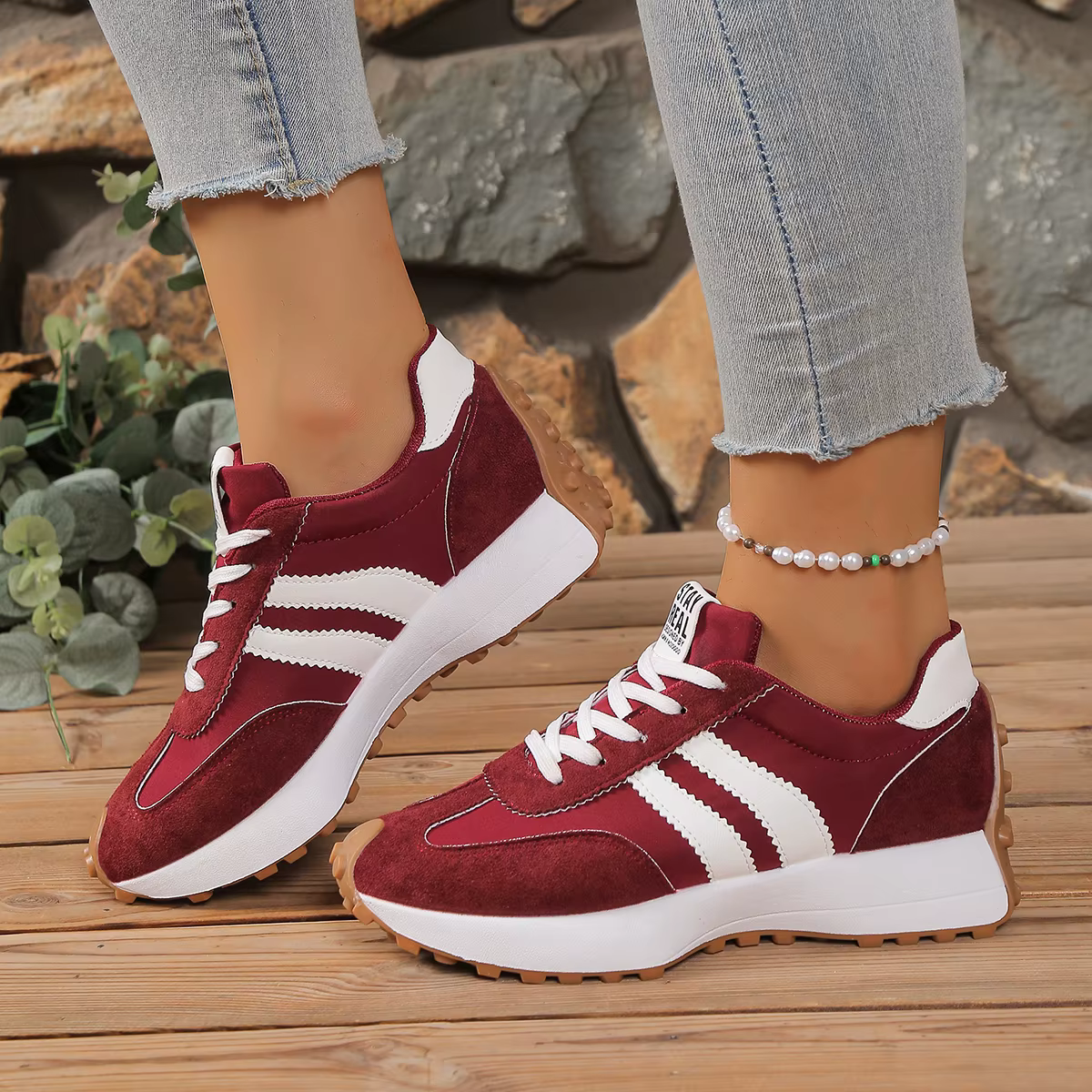 Chaussures de sport confortables à bout rond et semelle épaisse