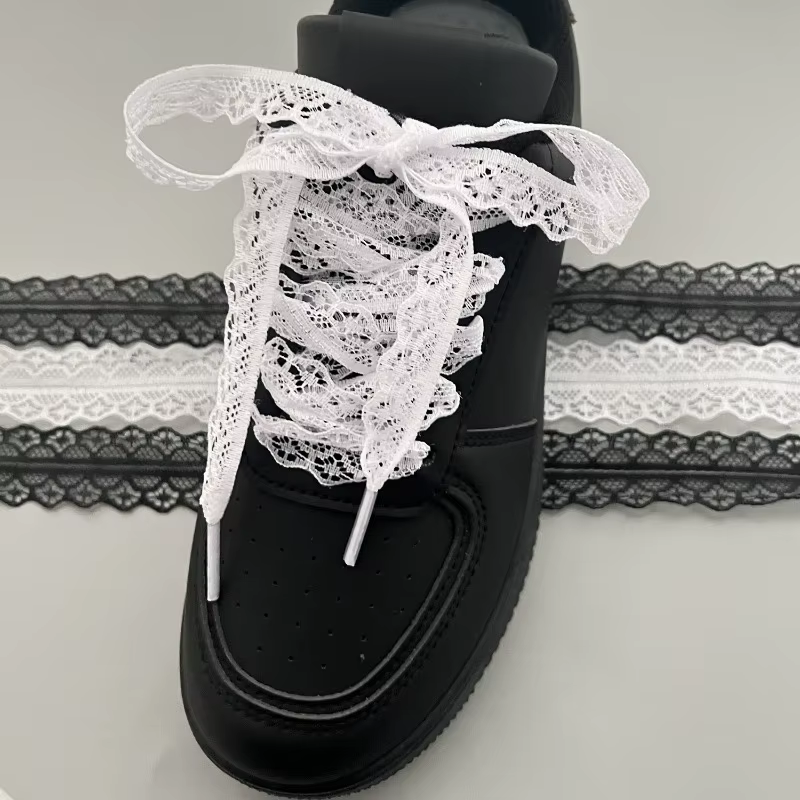 1 paire de lacets plats fantaisie en dentelle pour baskets