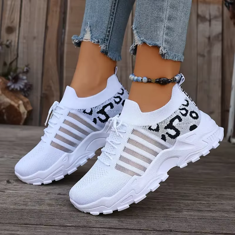 Chaussures femme baskets imprimé léopard