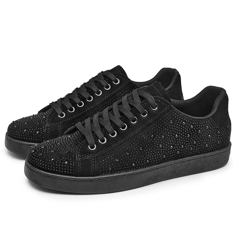 2025 nouveaux hommes diamant Flash baskets confortable respirant semelle plate voyage étudiant décontracté mat noir chaussures à la mode Tenis