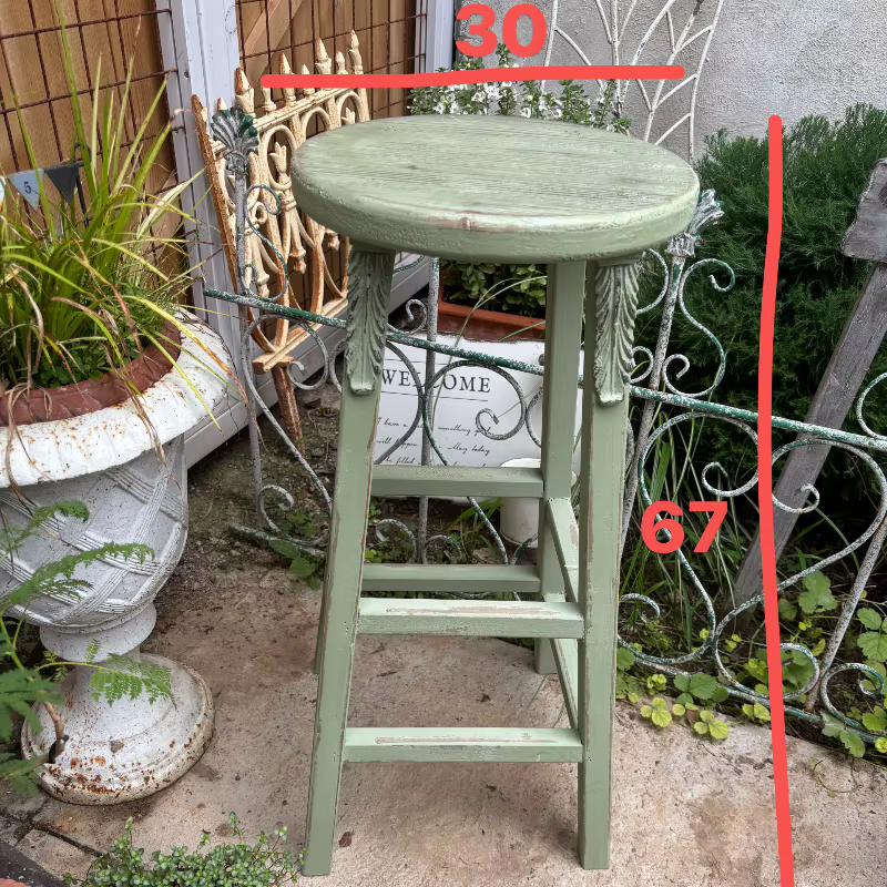 Support pour plantes rétro rustique, vieux tabouret à fleurs en bois massif avec pieds hauts, étagère d'exposition Luo verte pour balcon, décoration de jardinage domestique