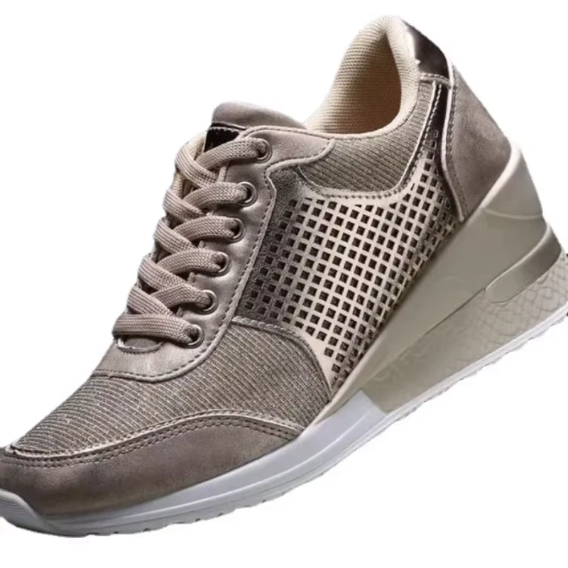 2025 baskets compensées maille plate-forme chaussures couleur unie fond épais fermeture éclair