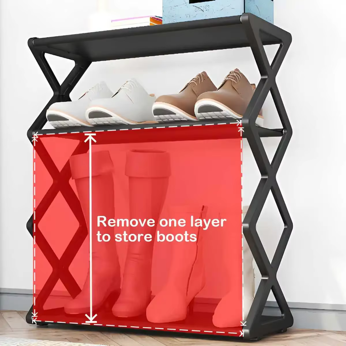 Étagère à chaussures 4 niveaux en X