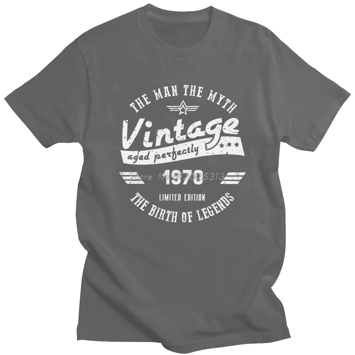 Vintage la naissance de la légende 1970 T-shirt à manches courtes l'homme le mythe T-shirt cadeau d'anniversaire T-shirt vieux T-shirt hauts