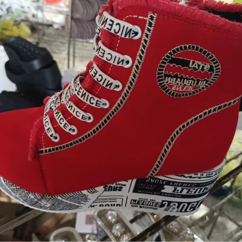 Femmes nouveau Denim baskets à semelles compensées plate-forme printemps automne décontracté chaussures vulcanisées mode dames côté fermeture éclair fond épais talon haut