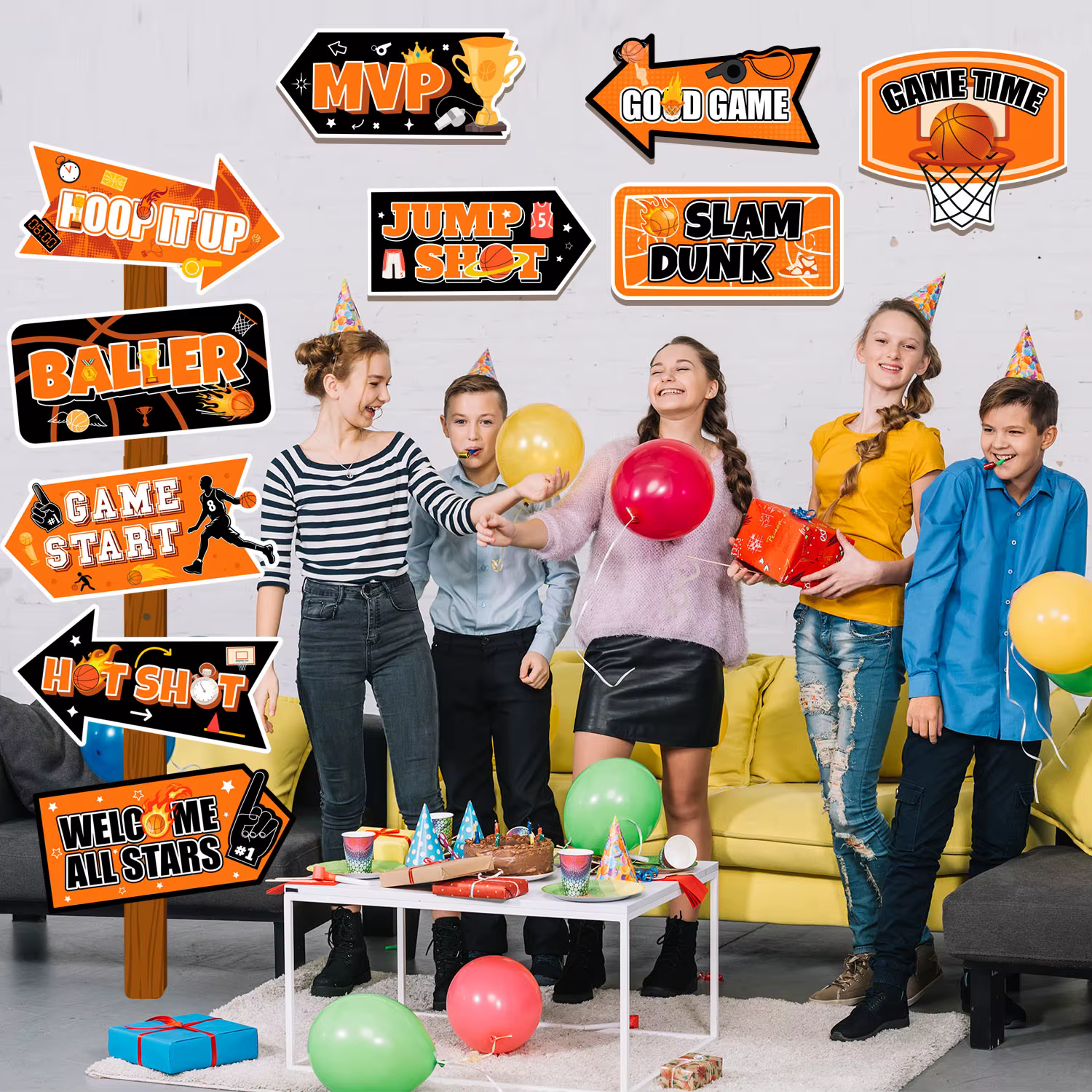 20 Panneaux de Décoration pour Fête de Basketball, Décorations de Jardin pour Fête de Basketball, Panneaux de Décoration pour Fête de Basketball