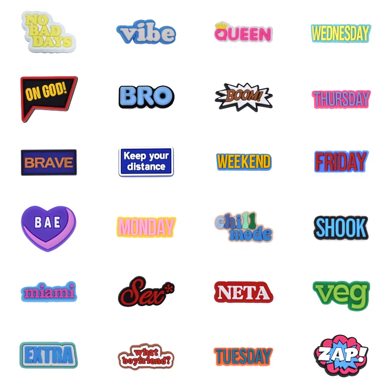 Phrases Chat chaussures breloques pour Crocs accessoires femmes sabots broches hommes Badge enfants jean fille