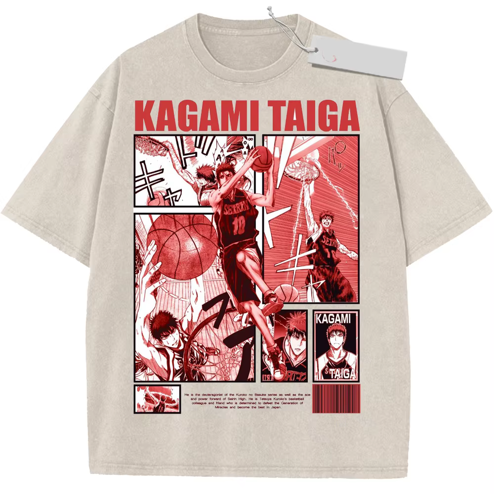 T-shirts à manches courtes style Hip Hop Anime Kuroko No Basket, délavés, streetwear, décontractés pour hommes et femmes
