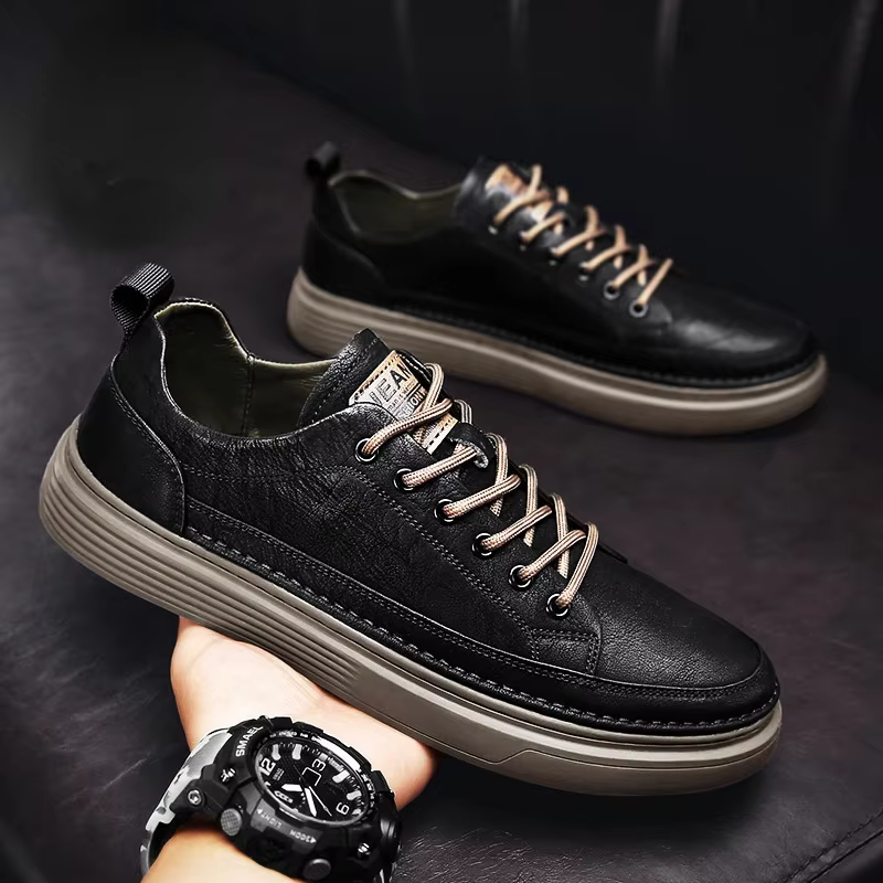 Automne noir baskets hommes mode à lacets plat chaussures de Sport décontractées tout-match en plein air léger Homme