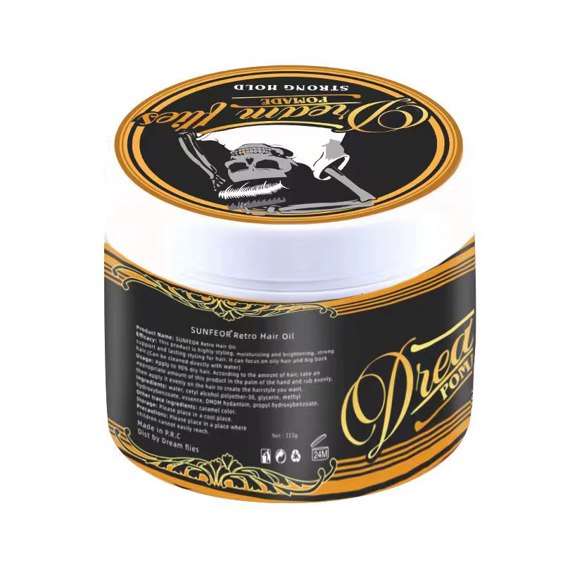 Pommade à cheveux de style vintage pour hommes – Forte tenue toute la journée, look classique brillant et lisse au dos, à base d'eau, non gras