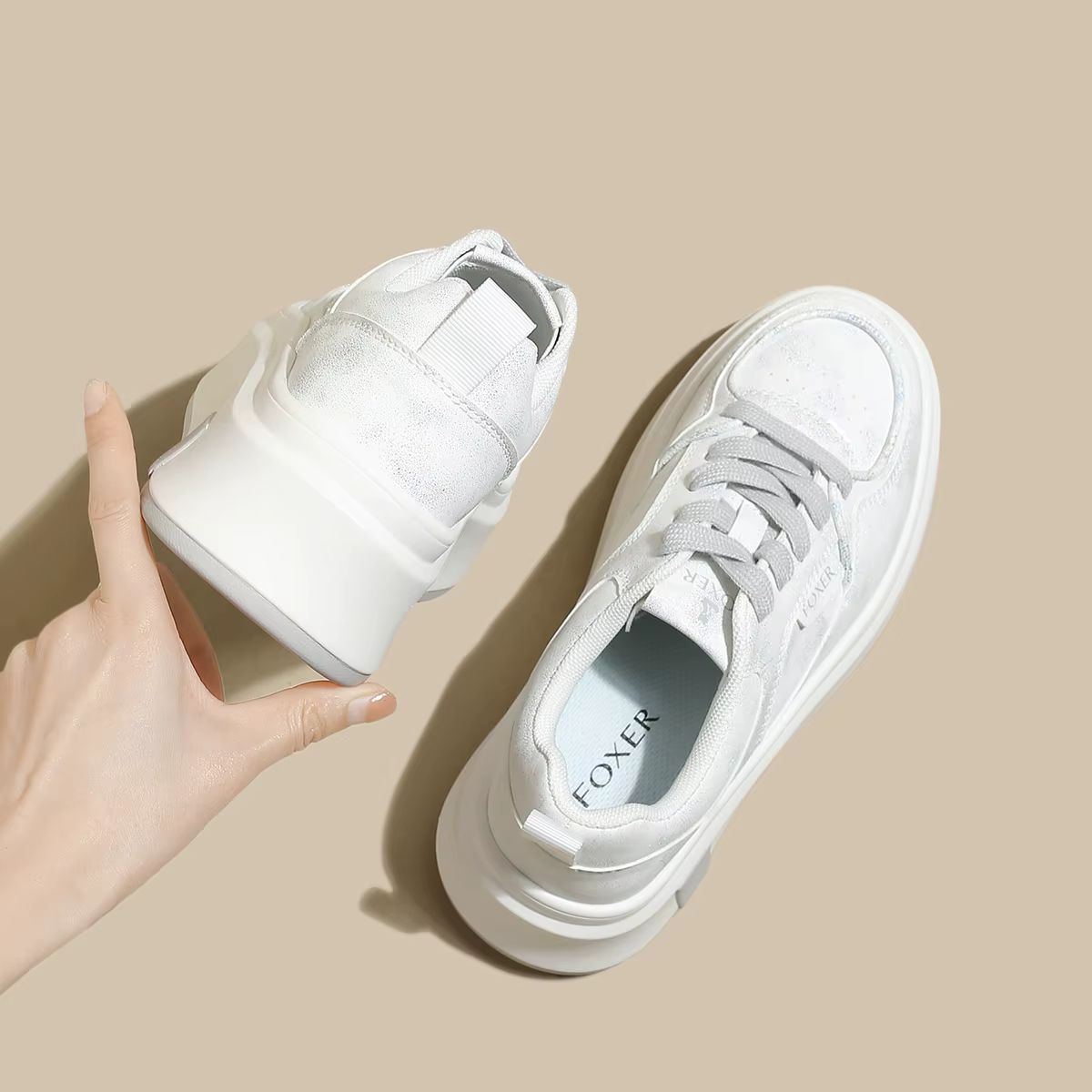 FOXER 2026 Printemps-Été – Baskets compensées pour femme à semelle épaisse